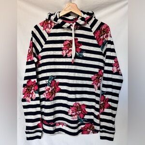 Joules NWT Striped Floral Knit Hoodie, Women’s Size 10